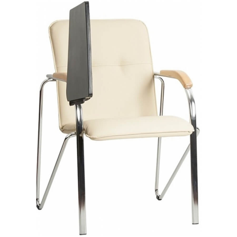 Samba Chrome T (с пюпитром)  Кресло для посетителя  Евро Офис, обивка экокожа (Бежевый)