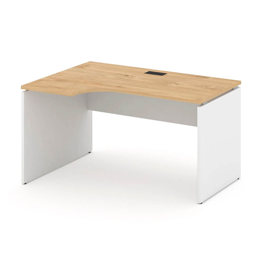 SN-D.SPA-022(L) Стол рабочий эргономичный RIVA Style Project (Белый/Тиквуд Светлый/Черный)