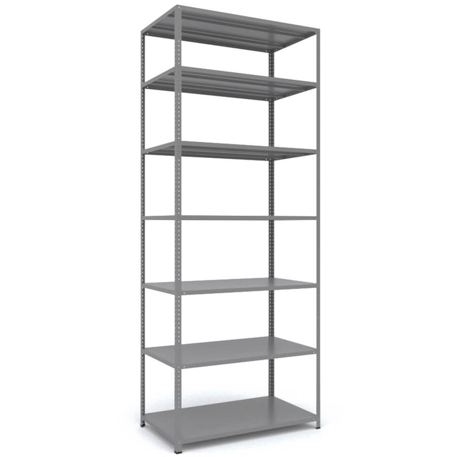 MS_255x100x60 Металлический стеллаж ПРОМЕТ, 7 (Cерый полуматовый (RAL 7038))