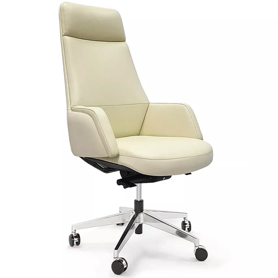 AR-C107-H Кресло для руководителя  Евро Офис, обивка кожа (Бежевый)