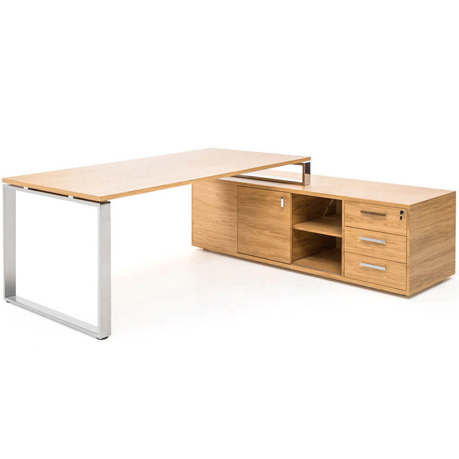 101 104 07 Стол письменный с приставкой Profoffice Exe (Дуб флоре/Хром)