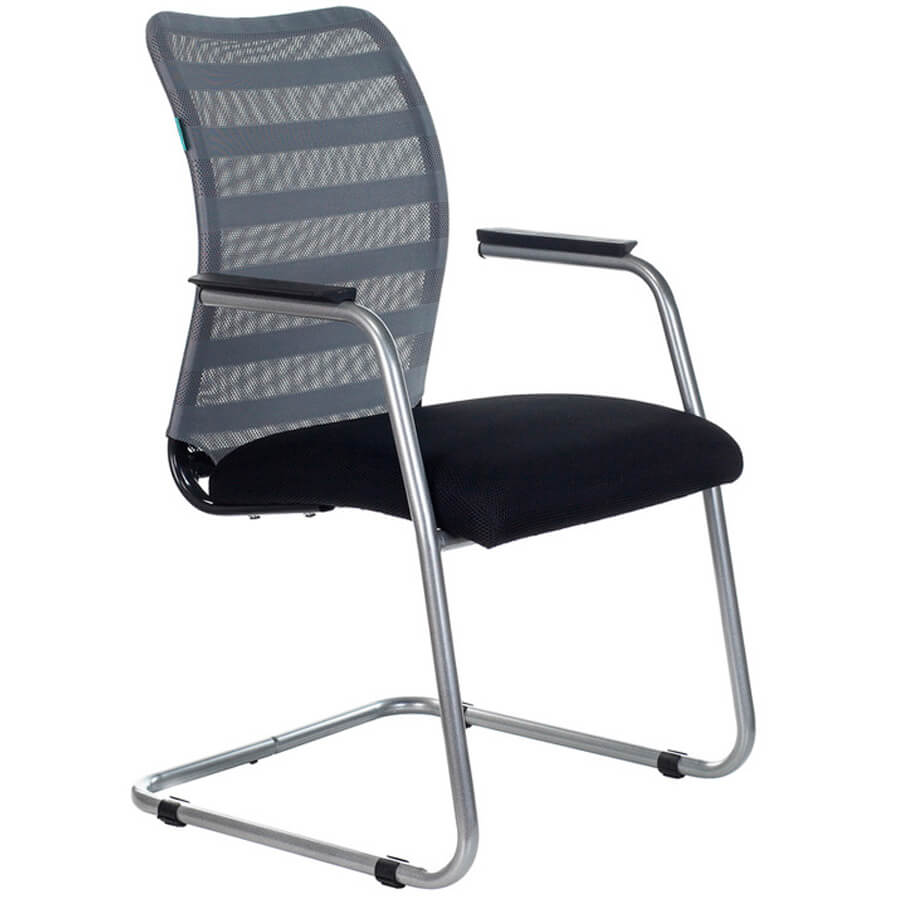 CH-599AV Кресло для посетителя  Бюрократ, обивка сетка / ткань (Серый TW-32K03 / Черный TW-11)