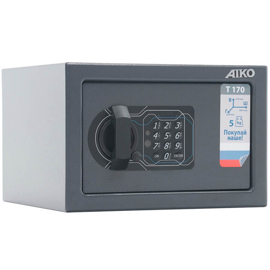 T-170 EL Мебельный сейф AIKO, электронный кодовый (Графит с эффектом молотковой эмали (RAL 7024))