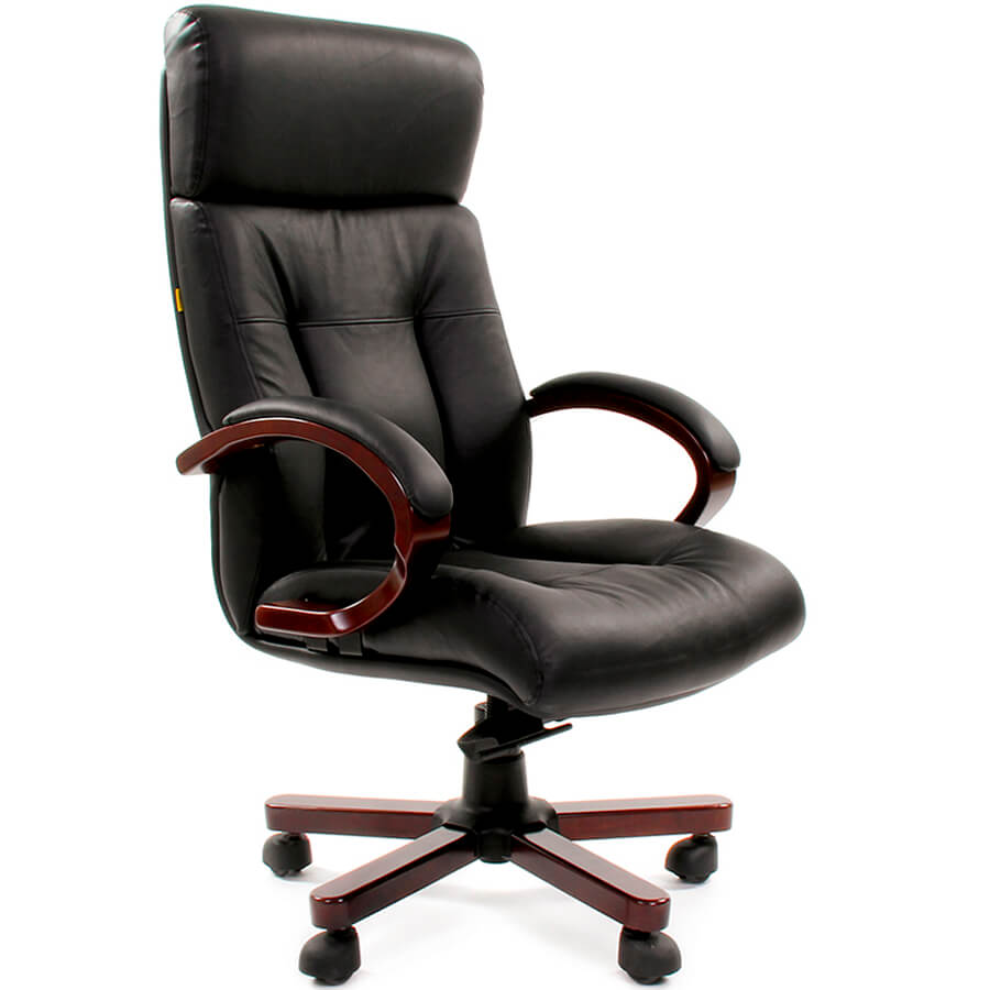 421 Кресло для руководителя  Chairman, обивка кожа (Чёрный)