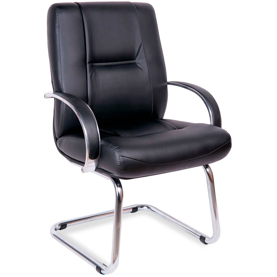 BONN (Бонн хром) Кресло для посетителя  Мирэй Групп, обивка экокожа (Чёрный)