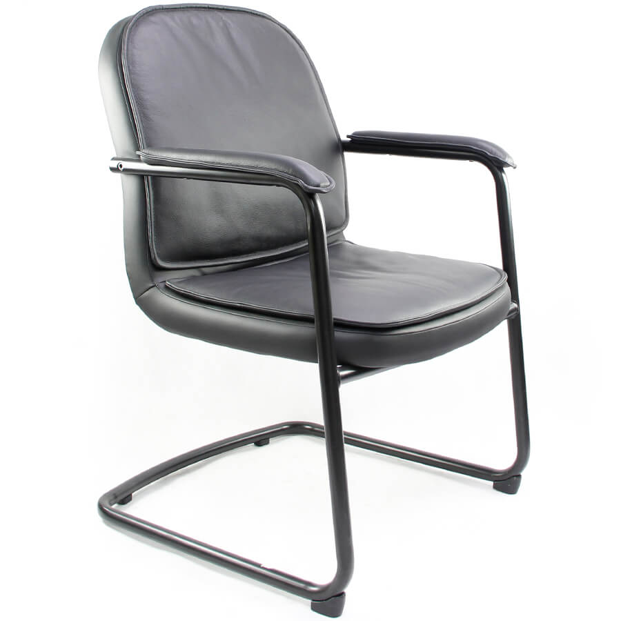 СНN0111Z Кресло для посетителя ZENON Fursys, обивка кожа (Чёрное (А316))