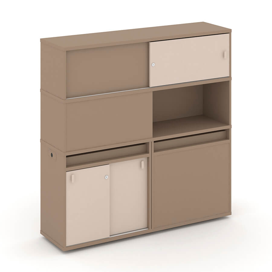 ES.NB.2V-32 Набор №32. Тумба двойная+высокая надставка RIVA Estetica (Латте/Капучино)