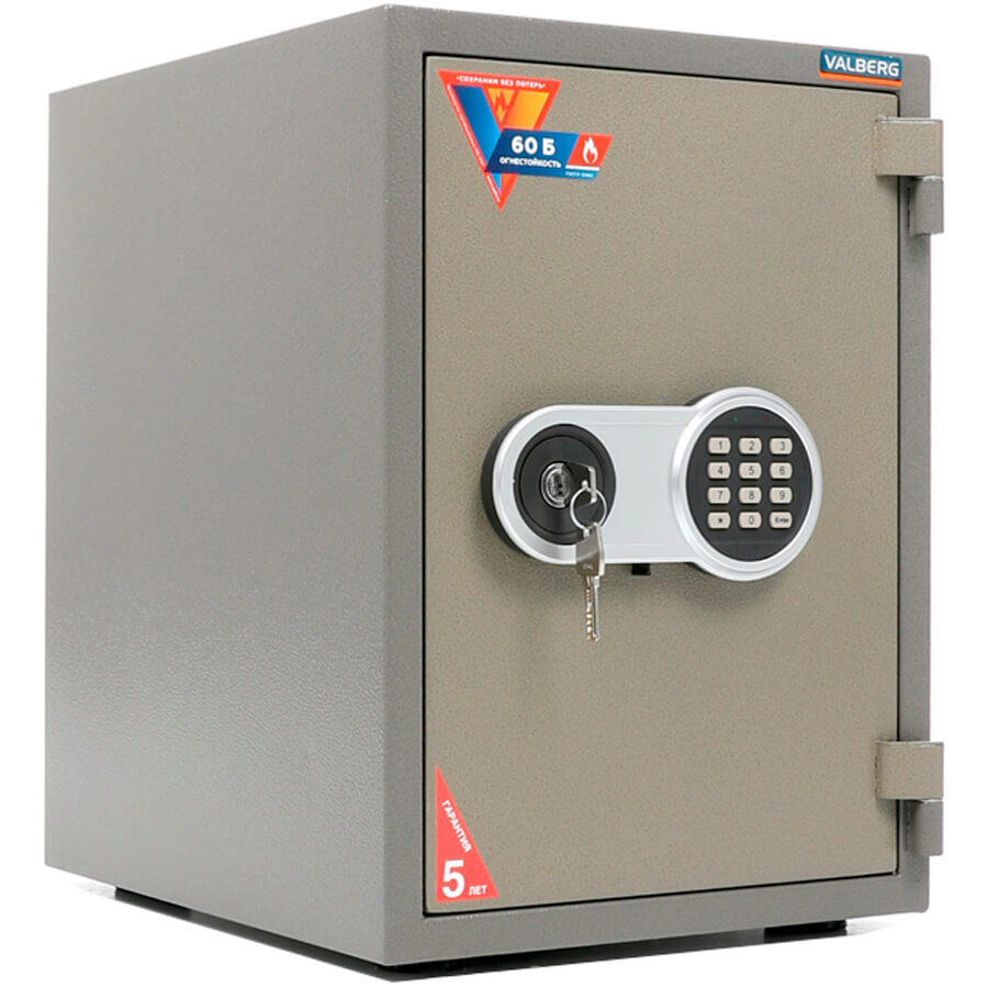 FRS-49 EL Огнестойкий сейф VALBERG, электронный кодовый + ключевой (Молотковая эмаль - коричневая)