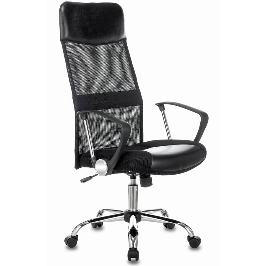 CH-600SL Кресло для руководителя  Бюрократ, обивка сетка / экокожа (Чёрный)