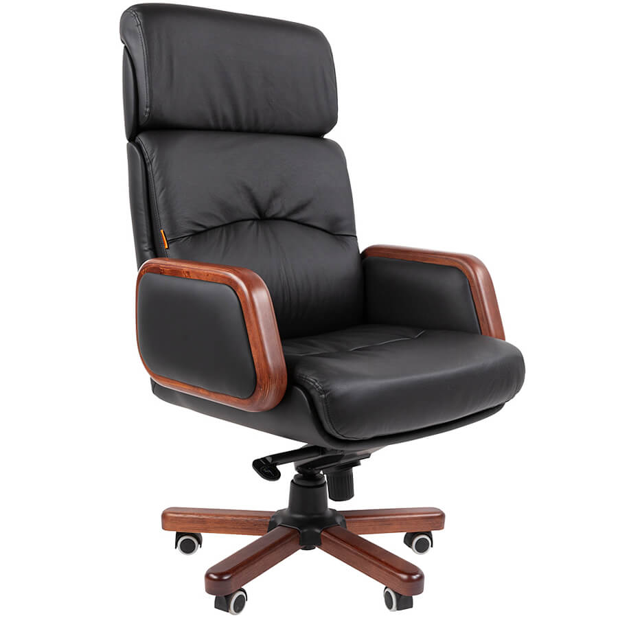 417 Кресло для руководителя  Chairman, обивка кожа (Чёрный)