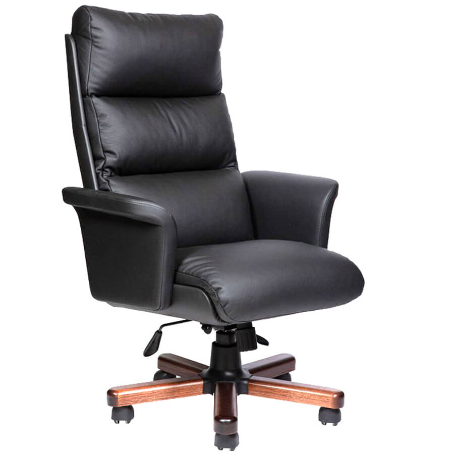 VIP Кресло для руководителя VIP Мирэй Групп, обивка кожа (Черный (темный орех))