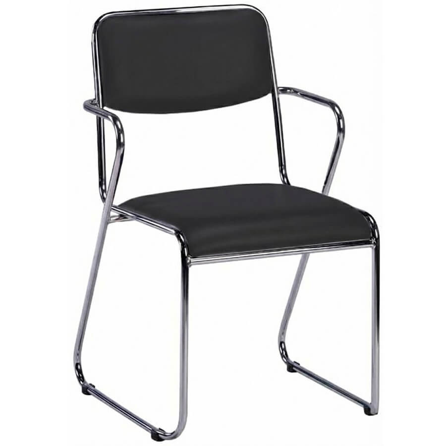 Fix Plus Chrome УЦ Кресло для посетителя  EVERPROF, обивка экокожа (Чёрный)