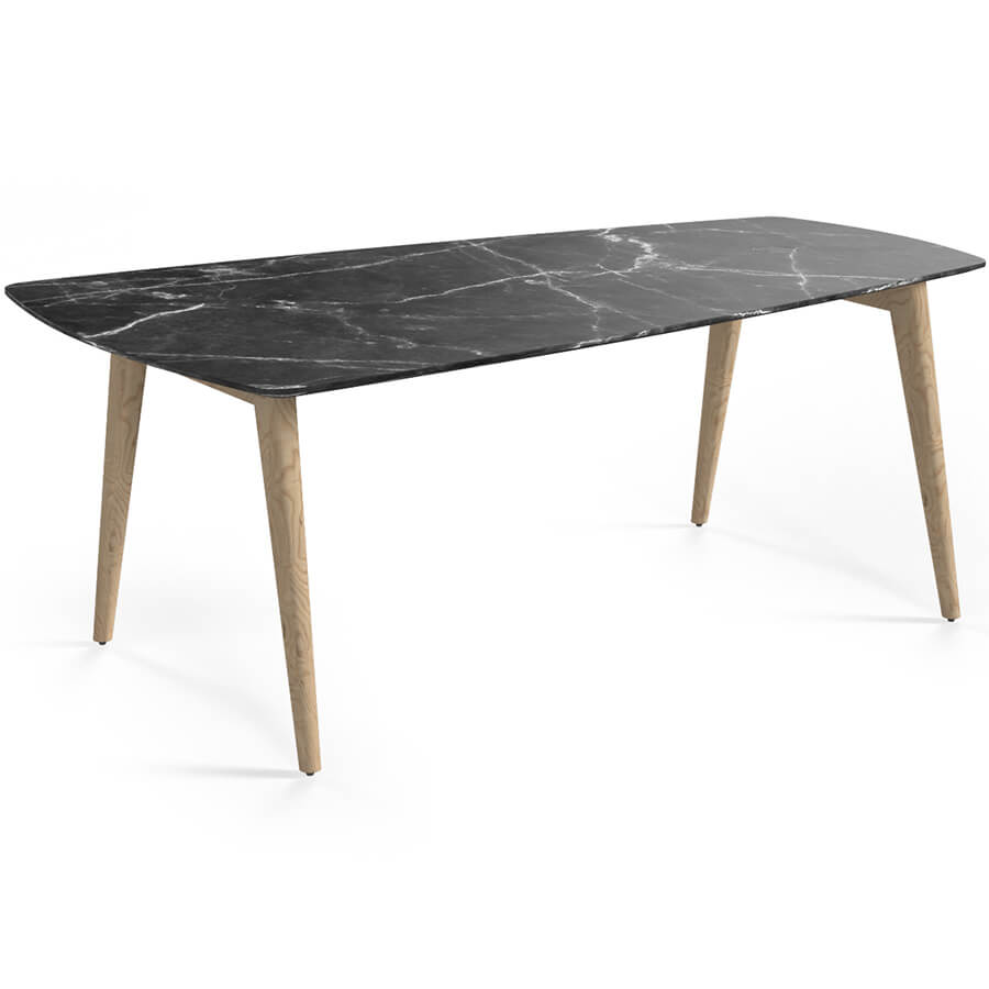 Rem-210 Стол переговоров Мебель Стиль Remo (Мрамор черный/массив ясеня MS)