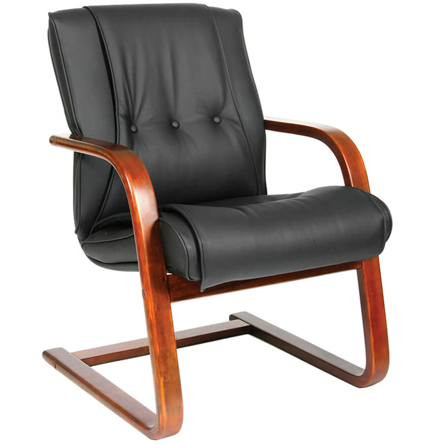 653 В (V) Стул для посетителя  Chairman, обивка кожа (Чёрный)