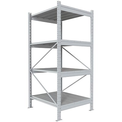 200x90x100 Металлический стеллаж MS PRO, 4 (Cерый полуматовый (RAL 7038))