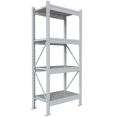200x90x50 Металлический стеллаж MS PRO, 4 (Cерый полуматовый (RAL 7038))