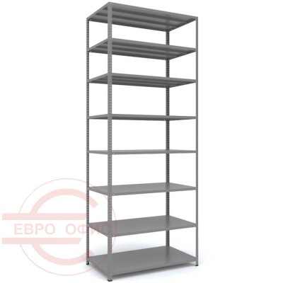 MS_255x100x60 Металлический стеллаж ПРОМЕТ, 8 (Cерый полуматовый (RAL 7038))