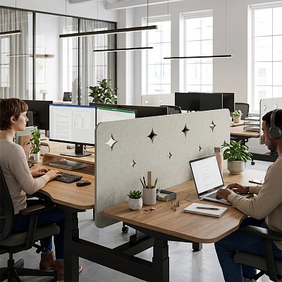 ACOH164 Экран для стола Маленькие звездочки ACOUSOUND, Евро Офис 1600х9х400 мм. (Шалфей (AC-56))
