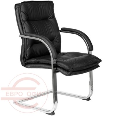T-9927SL-LOW-V Кресло для посетителя  Бюрократ, обивка кожа (Чёрный)