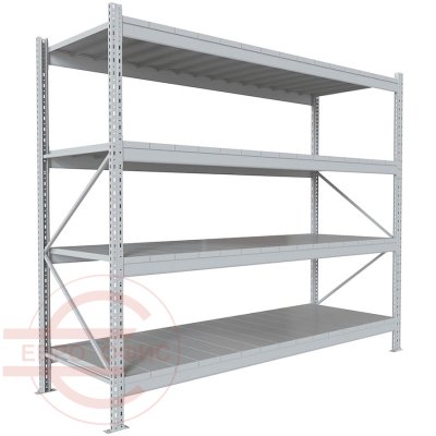 200x240x80 Металлический стеллаж MS PRO, 4 (Cерый полуматовый (RAL 7038))