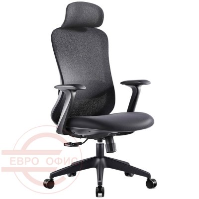 7109A-1 Кресло для руководителя  Евро Офис, обивка сетка / ткань (Черный)