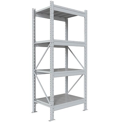 200x90x60 Металлический стеллаж MS PRO, 4 (Cерый полуматовый (RAL 7038))