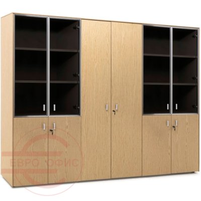 101 731 Шкаф комбинированный + гардероб Profoffice Exe (Дуб светлый/Хром)