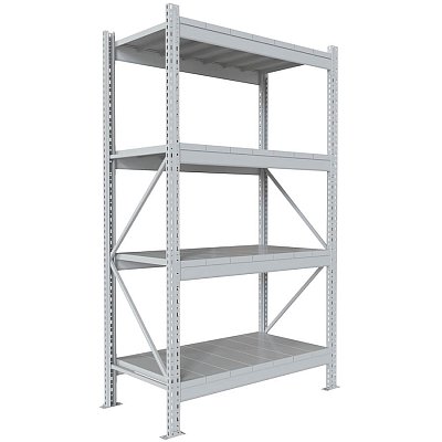 200x120x60 Металлический стеллаж MS PRO, 4 (Cерый полуматовый (RAL 7038))