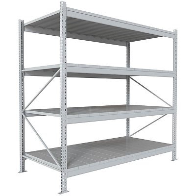 200x210x100 Металлический стеллаж MS PRO, 4 (Cерый полуматовый (RAL 7038))