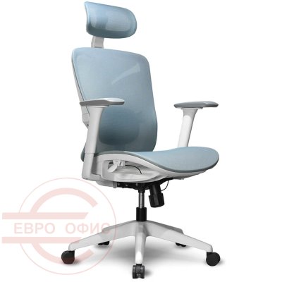 7256C-2 Кресло для руководителя  Евро Офис, обивка сетка (Голубой MT81-9)