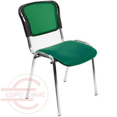 ИЗО-1 ХРОМ Стул для посетителя  Евро Офис, обивка сетка / ткань (Зелёный)