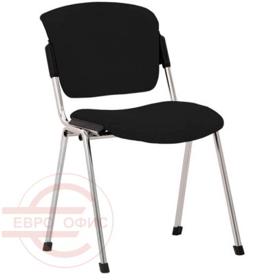 Эра Хром Стул для посетителя  Евро Офис, обивка экокожа (Чёрный)