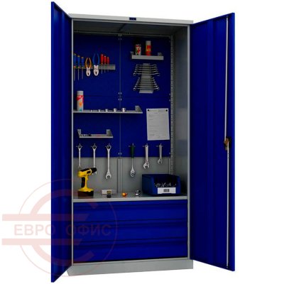 ТС 1995-041030 Шкаф инструментальный лёгкий ТС ПРОМЕТ (Корпус (RAL 7038), дверь ящика (RAL 5002).)