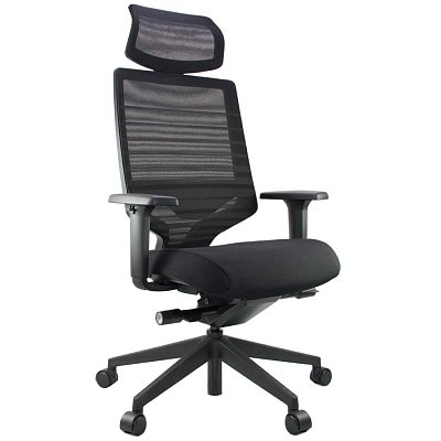 TN300HLDAZU (4900AHZ) Кресло для руководителя CLING Fursys, обивка сетка / ткань (Чёрное (836), спинка сетка чёрная (936))