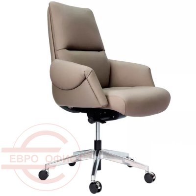 AR-C107A-M Кресло для руководителя  Евро Офис, обивка кожа (Бежевый)