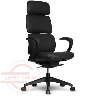 7252A-1 Кресло для руководителя  Евро Офис, обивка экокожа (Черный MT92-1)