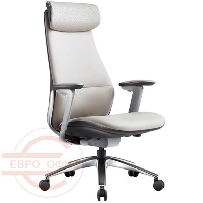 7008-1 Кресло для руководителя  Евро Офис, обивка кожа (Белый)