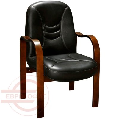 DAHAB (Дахаб) Кресло для посетителя  Мирэй Групп, обивка кожа (Чёрный)