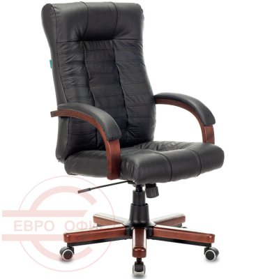 KB-10/WALNUT Кресло для руководителя  Бюрократ, обивка кожа (Чёрный)