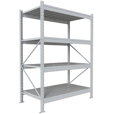 200x150x80 Металлический стеллаж MS PRO, 4 (Cерый полуматовый (RAL 7038))