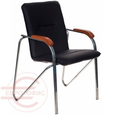 Samba chrome Кресло для посетителя  Евро Офис, обивка экокожа (Чёрный)