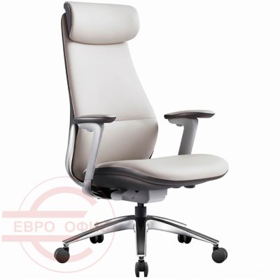 7008-1 Кресло для руководителя  Евро Офис, обивка кожа (Белый)