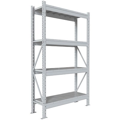 200x120x40 Металлический стеллаж MS PRO, 4 (Cерый полуматовый (RAL 7038))