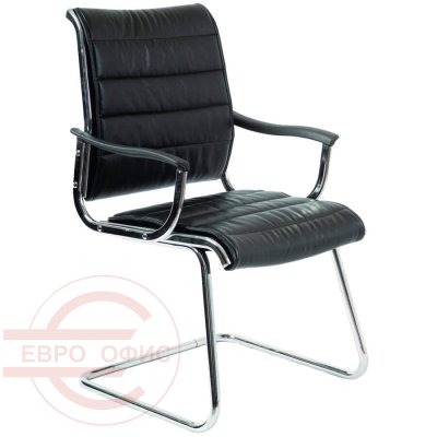 CH-994AV Кресло для посетителя  Бюрократ, обивка экокожа (Чёрный)