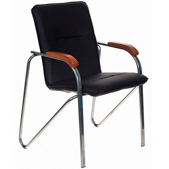 Samba chrome Кресло для посетителя  Евро Офис, обивка экокожа (Темно-коричневый (Oregon 07))