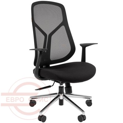 CH588 БП Кресло для персонала  Chairman, обивка сетка / ткань (Сетка черная - ткань чёрная)