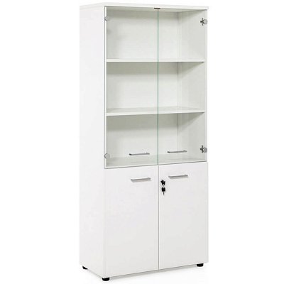 80H009 W3 alum Высокий шкаф с полками Profoffice TOUR (Белый)