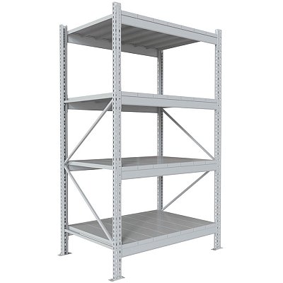 200x120x80 Металлический стеллаж MS PRO, 4 (Cерый полуматовый (RAL 7038))