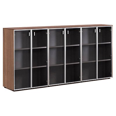 101 734 Шкаф-витрина H.120, 6 дв Profoffice Exe (Орех мароне/Хром)
