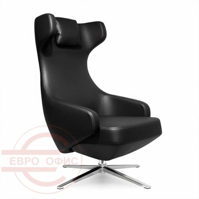 VIP015 Кресло лаунж  Евро Офис, обивка экокожа (Чёрный (Fiji black))